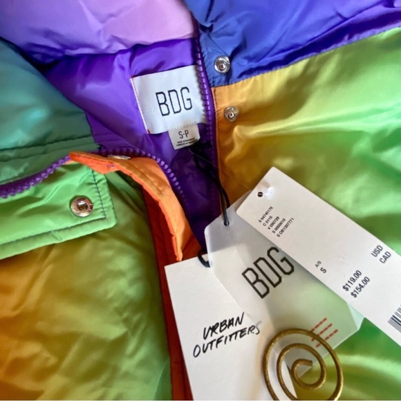 NWT URBAN OUTFITTERS - BDG | Trendy Rainbow Tie-Die Look Jacket Coat Sz XS - Picture 2 of 14